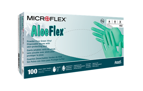 Microflex® Aloe Flex® V51 Green Vinyl Gloves, Medium - 1,000/Case